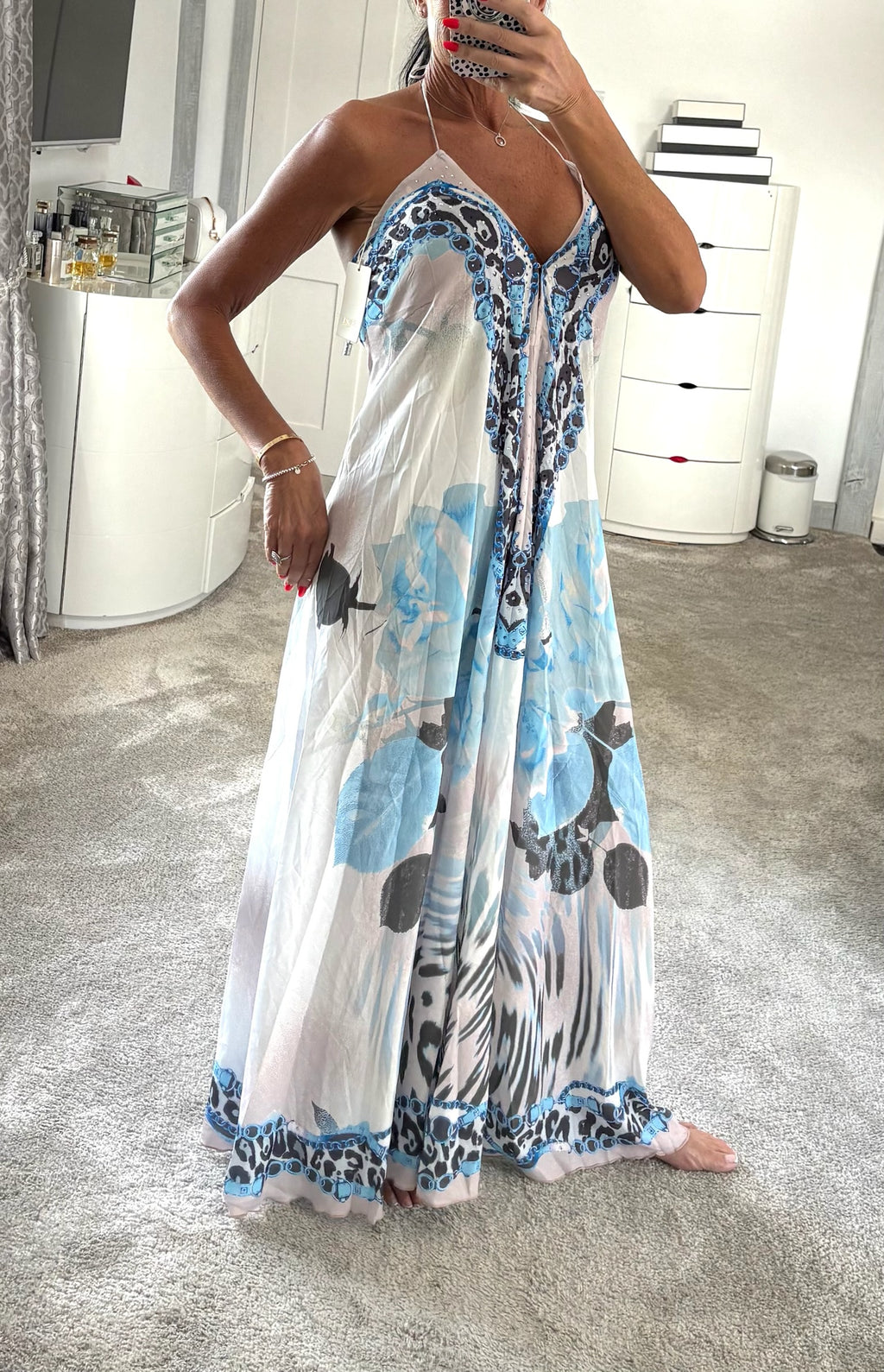 Santorini Sparkle Maxi Dress - Blue