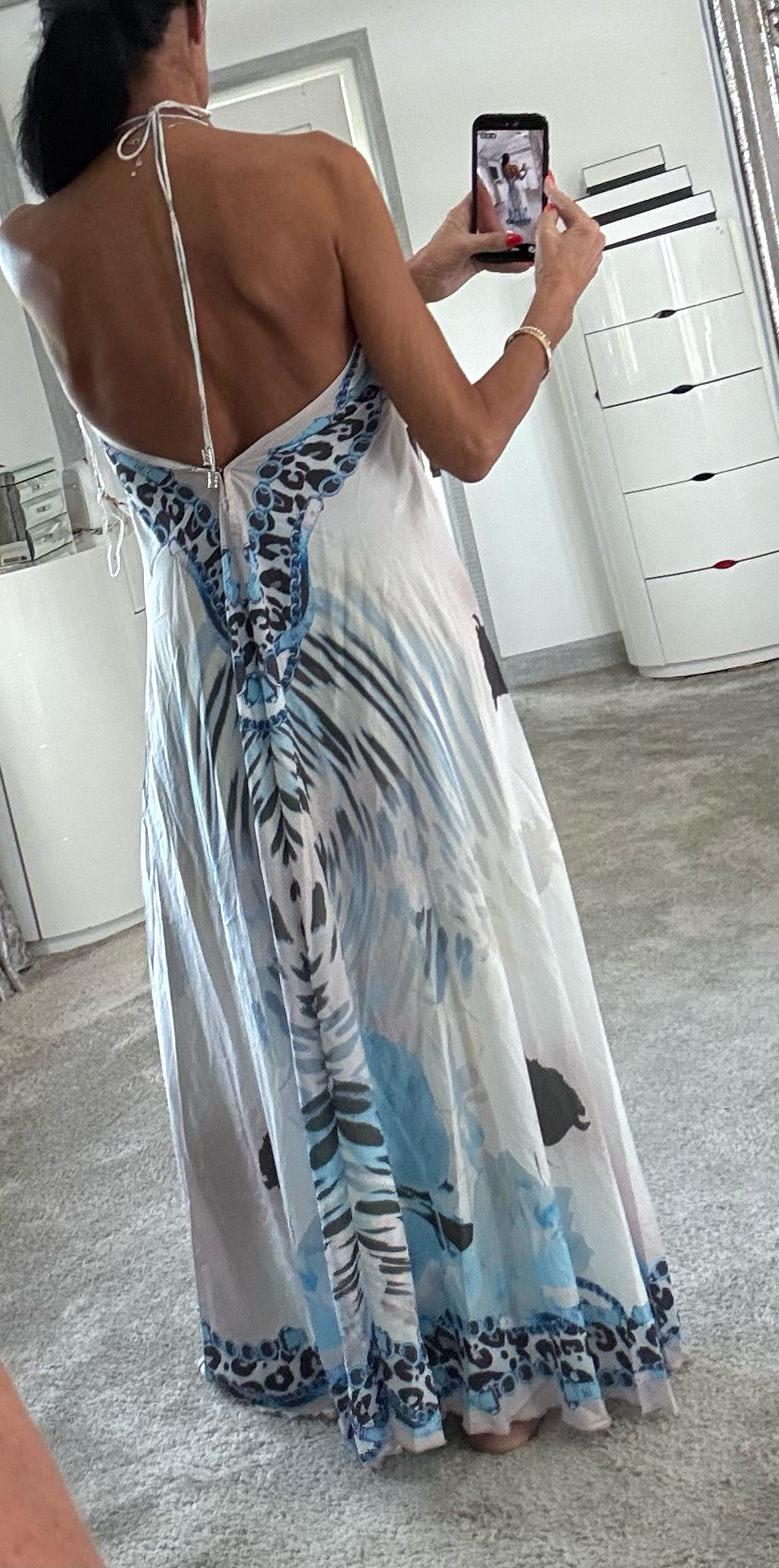 Santorini Sparkle Maxi Dress - Blue