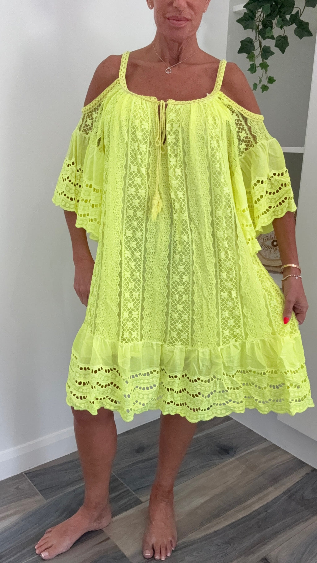 Ibiza Lace Beach Dress - Yellow