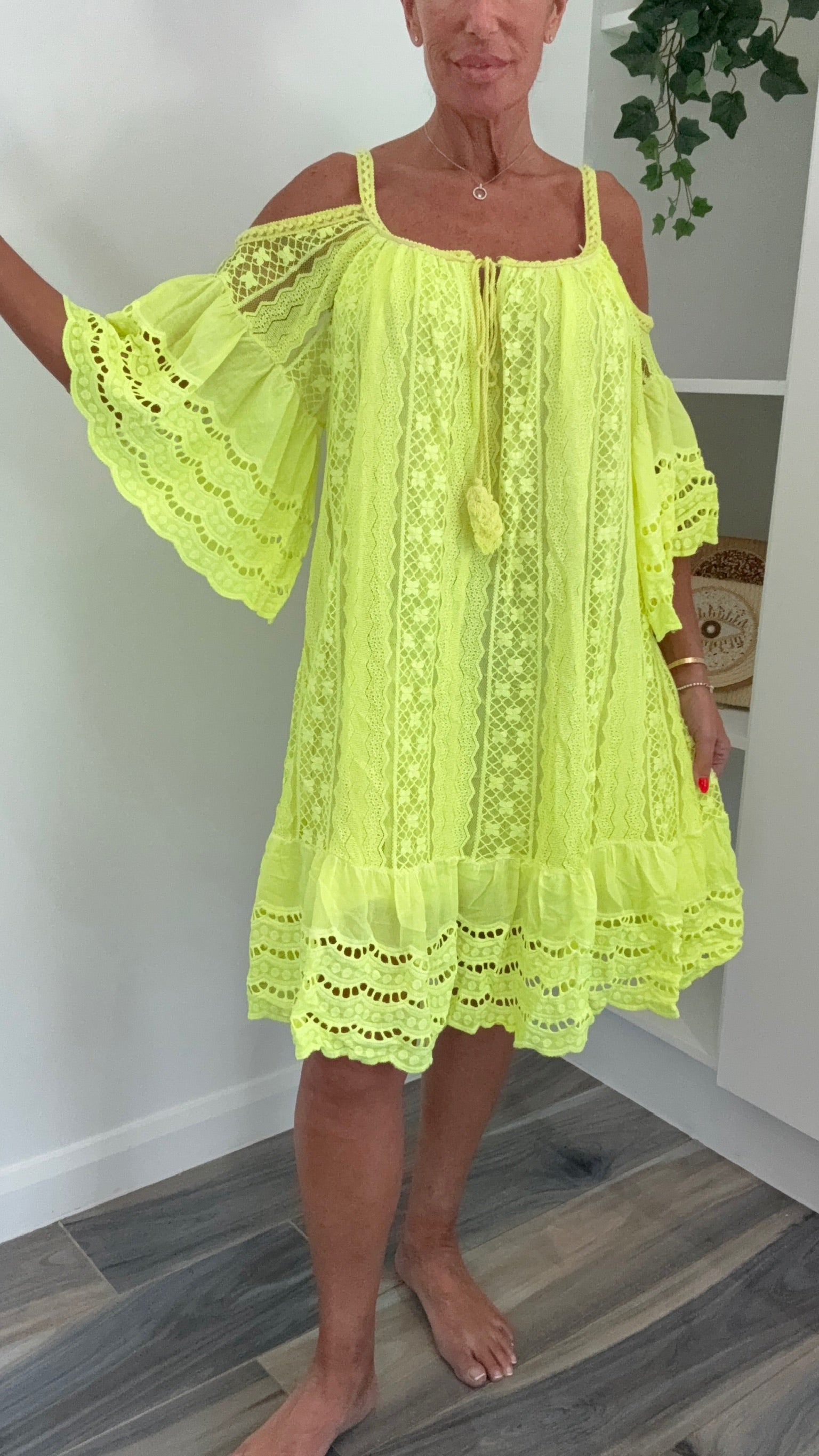 Ibiza Lace Beach Dress - Yellow