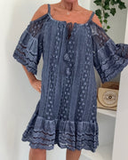 Ibiza Lace Beach Dress - Navy