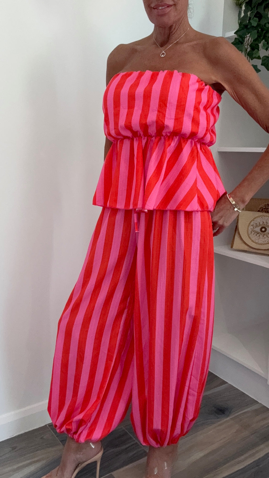 Cabana Stripe Co-Ord Set - Pink & Red