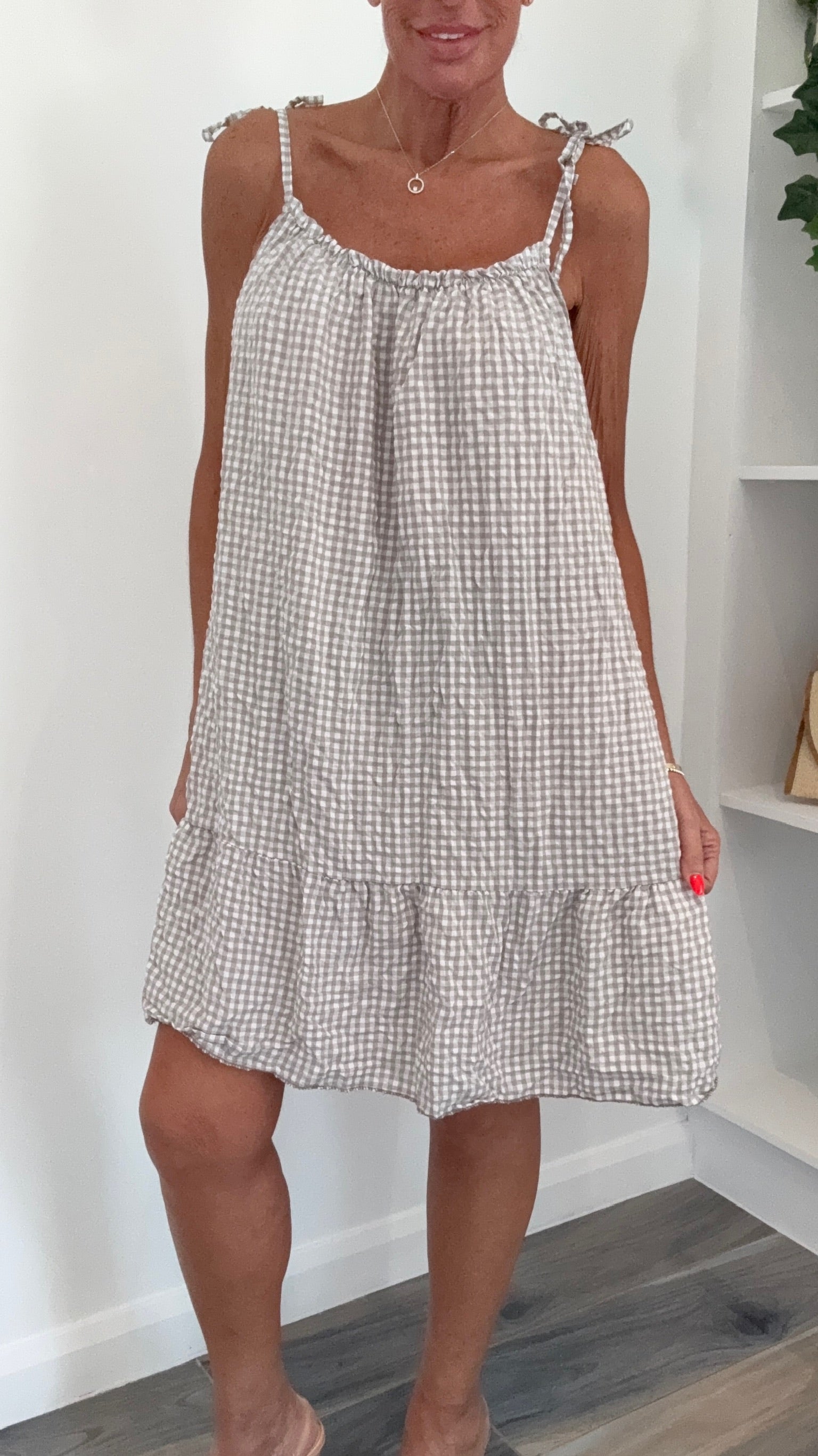 Gingham Sundress - Stone