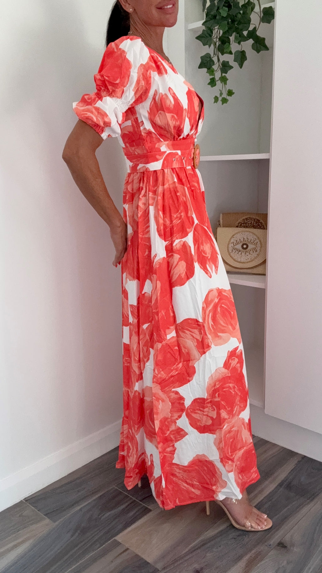 Santorini Floral Maxi Dress - Orange