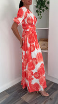 Santorini Floral Maxi Dress - Orange