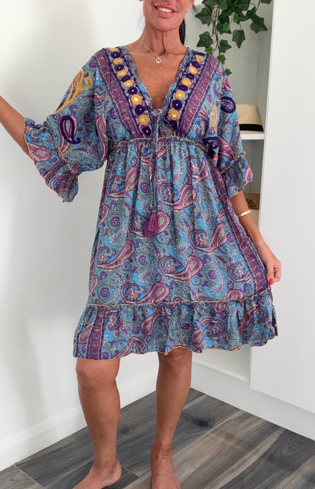 Paisley Dress - Azure Blue