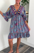 Paisley Dress - Azure Blue