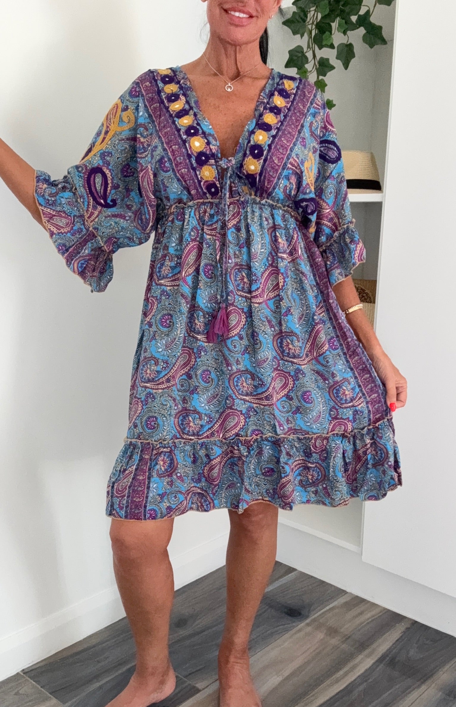 Paisley Dress - Azure Blue