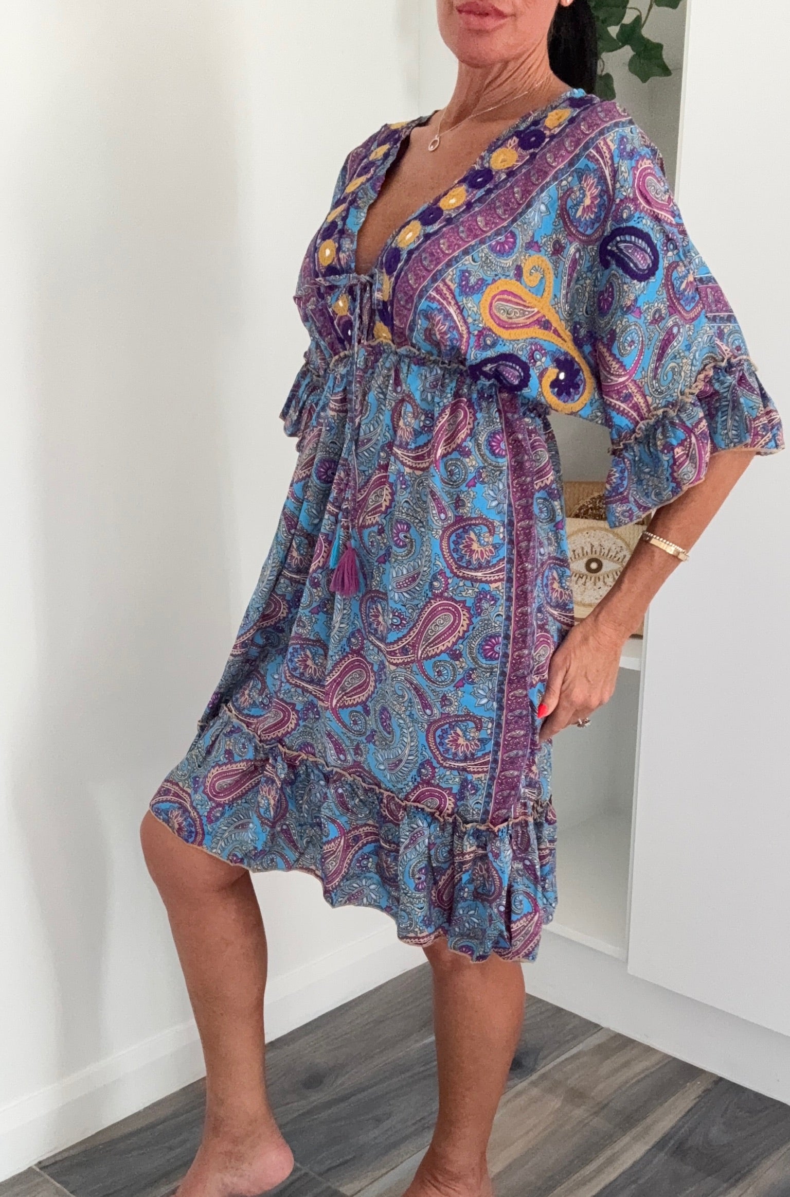 Paisley Dress - Azure Blue