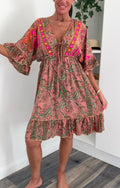Paisley Dress - Sunset Pink
