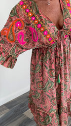Paisley Dress - Sunset Pink
