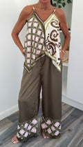 Palm Springs Scarf Print Co-Ord - Olive & Blush
