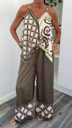Palm Springs Scarf Print Co-Ord - Olive & Blush