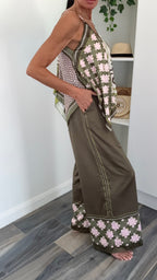 Palm Springs Scarf Print Co-Ord - Olive & Blush
