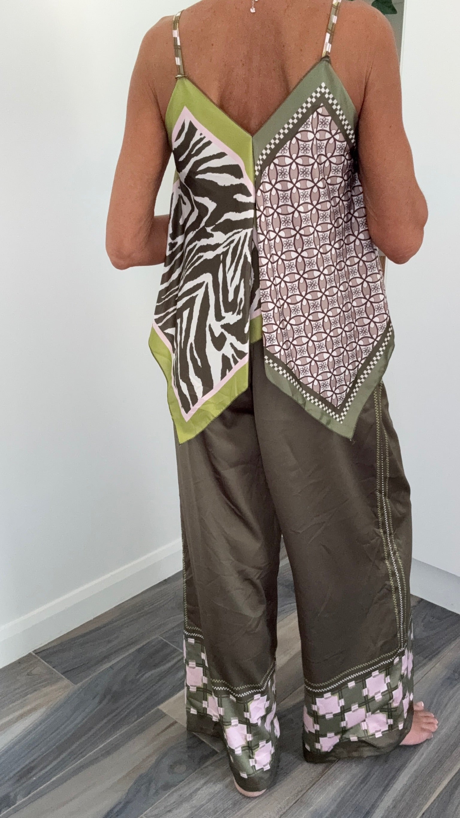 Palm Springs Scarf Print Co-Ord - Olive & Blush