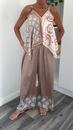 Palm Springs Scarf Print Co-Ord - Mocha & Sky
