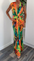 Sunset Mirage Maxi Dress - Tropical Green