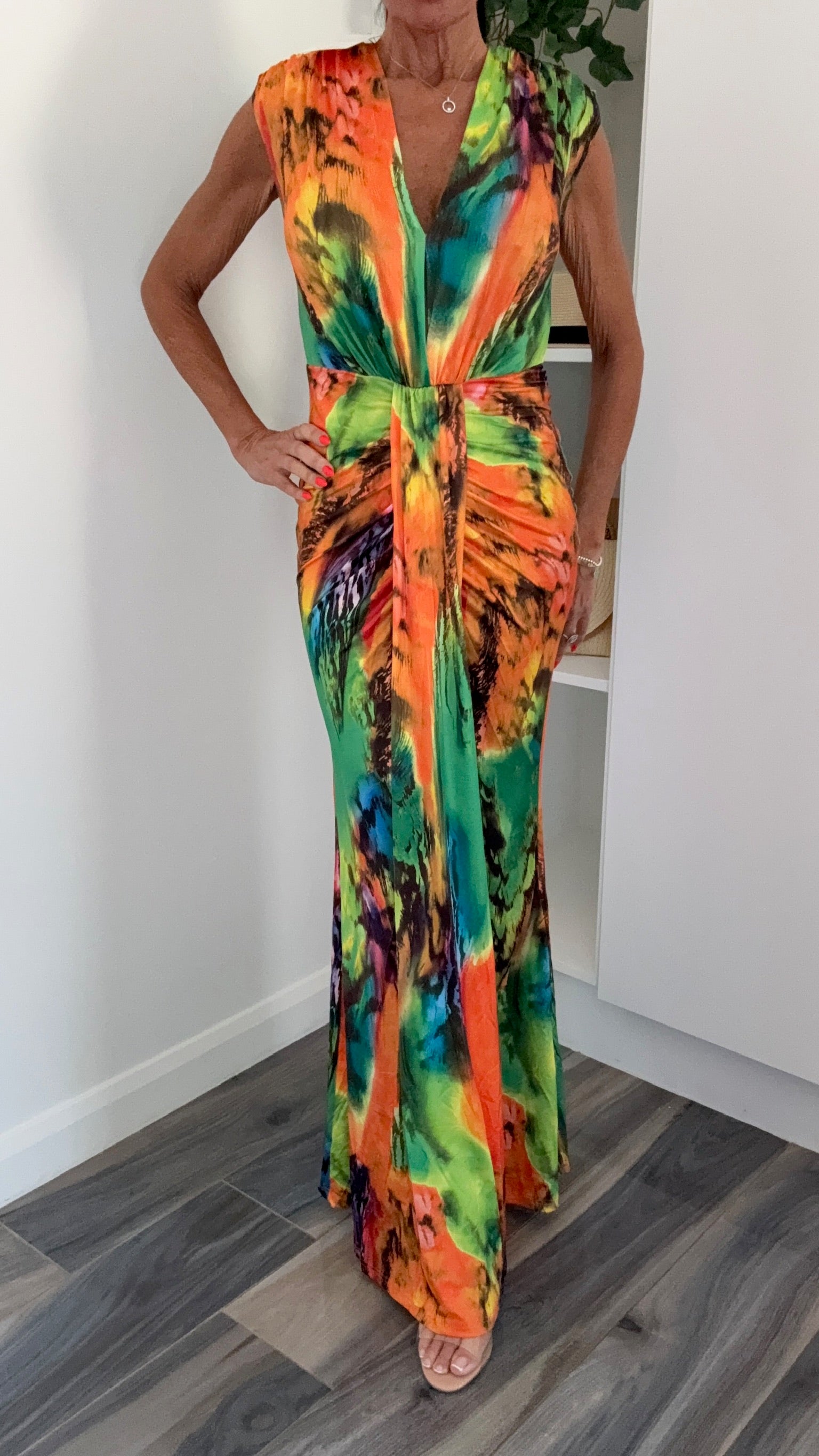 Sunset Mirage Maxi Dress - Tropical Green