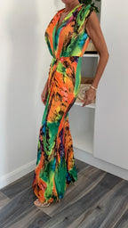Sunset Mirage Maxi Dress - Tropical Green