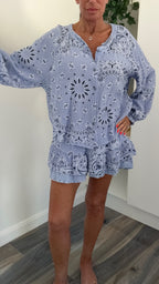 Palm Spring Bandana Shorts Co-Ord Set - Sky Blue