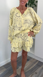 Palm Spring Bandana Shorts Co-Ord Set - Lemon