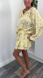 Palm Spring Bandana Shorts Co-Ord Set - Lemon
