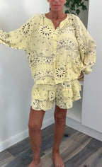 Palm Spring Bandana Shorts Co-Ord Set - Lemon