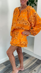 Palm Spring Bandana Shorts Co-Ord Set - Orange