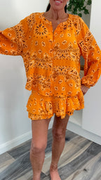 Palm Spring Bandana Shorts Co-Ord Set - Orange